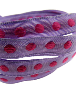 Bright Funky Narrow Ribbon with Woven Contrasting Spot - 10mm -5m or 20m Lengths - ThreadandTrimmings