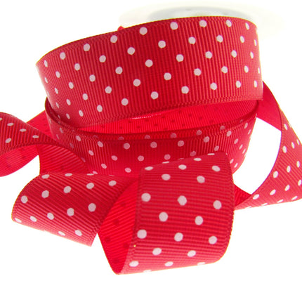 Polka Dot Grosgrain Ribbon Spotty Ribbon 12 Great Colours 22mm Wide 53759 - ThreadandTrimmings