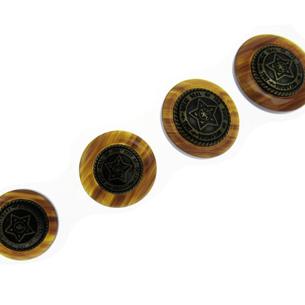 Round Brown Pentagon Star Buttons For Leather Jackets Coats with Wire Shank CP69 - ThreadandTrimmings