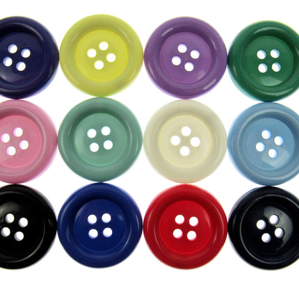 Large round clown buttons assorted bright colours 4 hole plastic