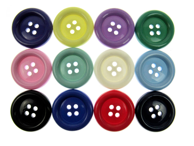 Large round clown buttons assorted bright colours 4 hole plastic