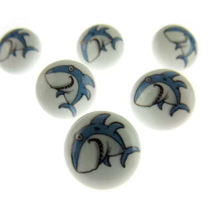 Round Seaside Buttons Fish Ship Shark Anchor Childrens Buttons On White Shank - ThreadandTrimmings