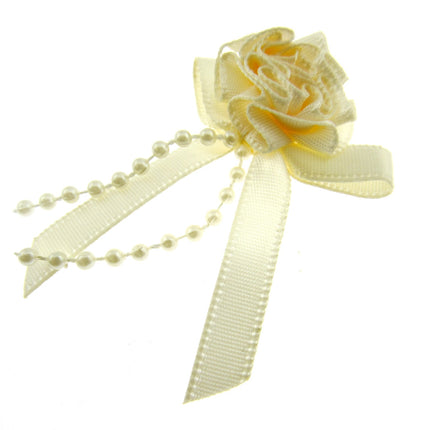 Carnation Satin Ribbon Bows with Pearl String Stamens & Tails - 5 x Bows - 53415