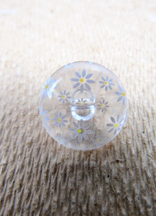 Clear Domed Buttons with Choice of Pretty Subtle Designs Black White 6pcs 15mm - ThreadandTrimmings
