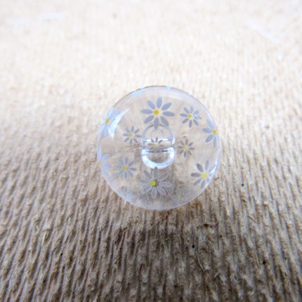 Clear Domed Buttons with Choice of Pretty Subtle Designs Black White 6pcs 15mm - ThreadandTrimmings