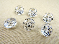 Clear Domed Buttons with Choice of Pretty Subtle Designs Black White 6pcs 15mm