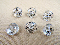 Clear Domed Buttons with Choice of Pretty Subtle Designs Black White 6pcs 15mm