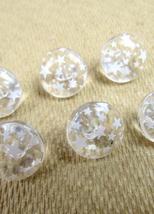 Clear Domed Buttons with Choice of Pretty Subtle Designs Black White 6pcs 15mm - ThreadandTrimmings
