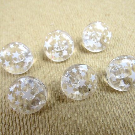 Clear Domed Buttons with Choice of Pretty Subtle Designs Black White 6pcs 15mm - ThreadandTrimmings