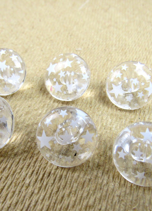 Clear Domed Buttons with Choice of Pretty Subtle Designs Black White 6pcs 15mm - ThreadandTrimmings