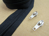 Continuous Nylon Zip Chain with Zip Sliders - No 3 or No 5 Weight