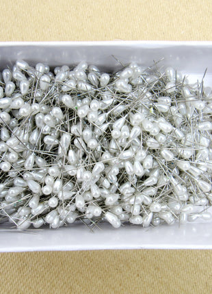 Pearl Headed Wedding Corsage and Table Pins - 1000 Pcs - 40mm Long - Steel Shank