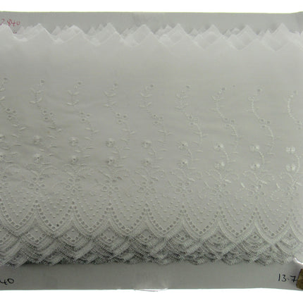 Flat White Cotton Broderie Anglaise 6" 150mm Wide 3 Meter Length 2840