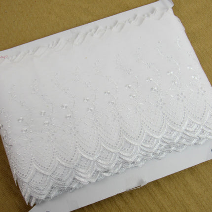 Flat White Cotton Broderie Anglaise 6" 150mm Wide 3 Meter Length 2840