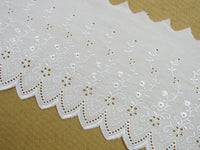 Flat White Cotton Broderie Anglaise 6" (150mm) Wide 3 Meter Length 2840