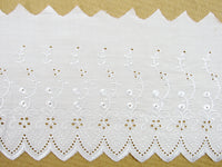 Flat White Cotton Broderie Anglaise 6" (150mm) Wide 3 Meter Length 2840