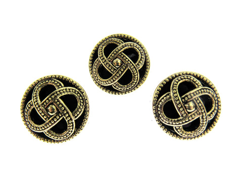 Round Celtic Coronet Shank Buttons Antique Gold Contrasting Background CX6 - ThreadandTrimmings