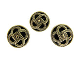 Round Celtic Coronet Shank Buttons - Antique Gold Contrasting Background CX6