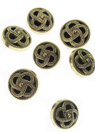 Round Celtic Coronet Shank Buttons Antique Gold Contrasting Background CX6 - ThreadandTrimmings