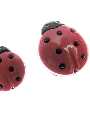 Ladybird Buttons Red and Black Shank Buttons Sizes 15mm & 20mm CN16 - ThreadandTrimmings