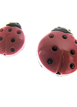 Ladybird Buttons Red and Black Shank Buttons Sizes 15mm & 20mm CN16 - ThreadandTrimmings