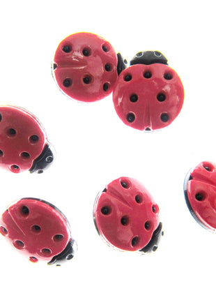 Ladybird Buttons Red and Black Shank Buttons Sizes 15mm & 20mm CN16 - ThreadandTrimmings