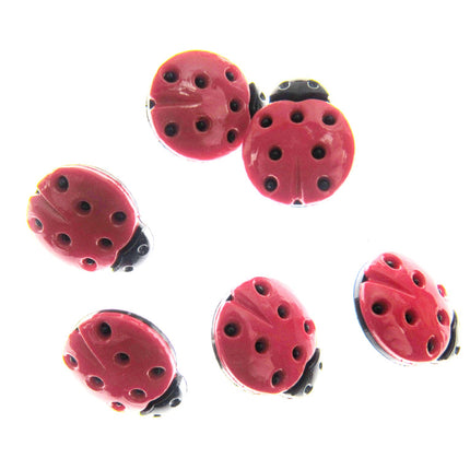 Ladybird Buttons Red and Black Shank Buttons Sizes 15mm & 20mm CN16 - ThreadandTrimmings