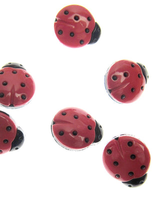 Ladybird Buttons Red and Black Shank Buttons Sizes 15mm & 20mm CN16 - ThreadandTrimmings