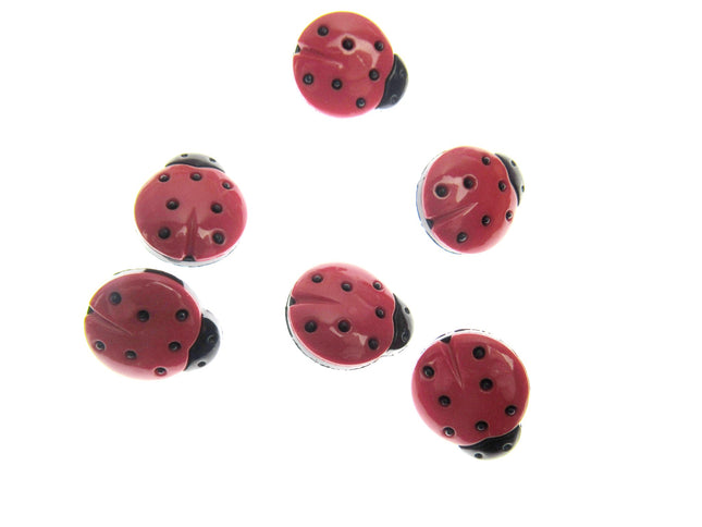 Ladybird Buttons Red and Black Shank Buttons Sizes 15mm & 20mm CN16 - ThreadandTrimmings