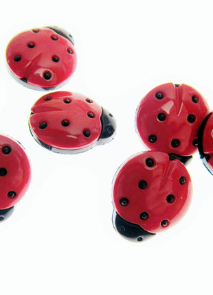 Ladybird Buttons Red and Black Shank Buttons Sizes 15mm & 20mm CN16 - ThreadandTrimmings