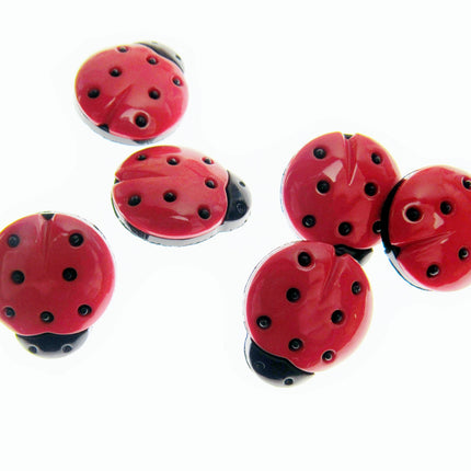 Ladybird Buttons Red and Black Shank Buttons Sizes 15mm & 20mm CN16 - ThreadandTrimmings