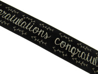 Black Satin Congratulations Ribbon 25mm x 3m – Berisfords Laurel Vine Edge