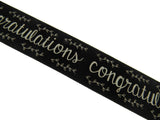 Black Satin Congratulations Ribbon 25mm x 3m – Berisfords Laurel Vine Edge