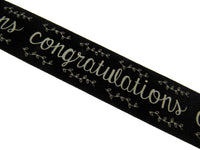 Black Satin Congratulations Ribbon 25mm x 3m – Berisfords Laurel Vine Edge