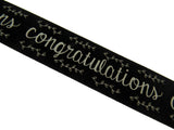 Black Satin Congratulations Ribbon 25mm x 3m – Berisfords Laurel Vine Edge