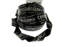 Black Satin Congratulations Ribbon 25mm x 3m – Berisfords Laurel Vine Edge