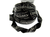 Black Satin Congratulations Ribbon 25mm x 3m – Berisfords Laurel Vine Edge