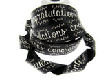 Black Satin Congratulations Ribbon 25mm x 3m – Berisfords Laurel Vine Edge