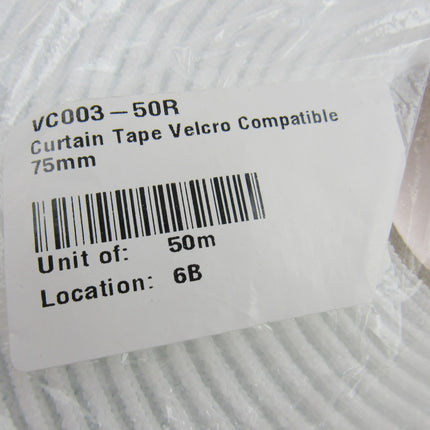 Curtain Heading Pencil Pleat Tape HOOK & LOOP Compatible 75mm (3") Wide White - ThreadandTrimmings