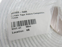 Curtain Heading Pencil Pleat Tape HOOK & LOOP Compatible 75mm (3") Wide White