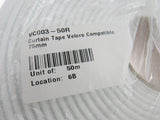 Curtain Heading Pencil Pleat Tape HOOK & LOOP Compatible 75mm (3") Wide White