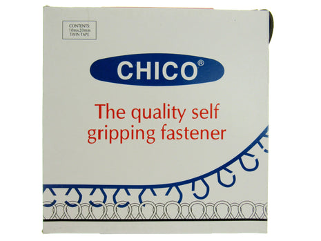 Chico Hook & Loop Fastener Tape 20mm x 1m Brown Beige Grey Red Black Twin Strip
