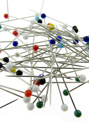 Glass Head Straight Sewing Pins - None Melt Pins - 32mm - 80 Pins Approx JTL057 - ThreadandTrimmings