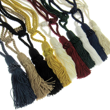 Pair Curtain Tie Backs Twisted Braid Rope with 11cm Tassel 2 Tiebacks 10 Colours - ThreadandTrimmings