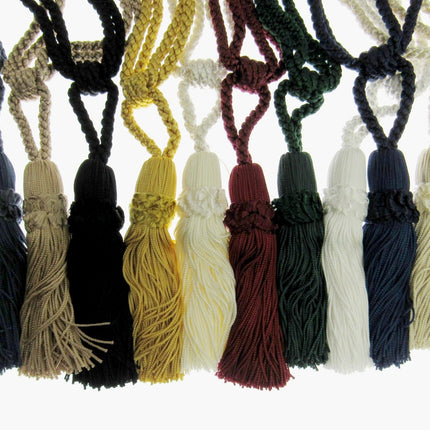 Pair Curtain Tie Backs Twisted Braid Rope with 11cm Tassel 2 Tiebacks 10 Colours - ThreadandTrimmings