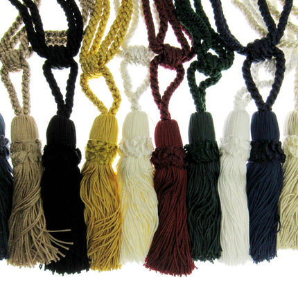 Pair Curtain Tie Backs Twisted Braid Rope with 11cm Tassel 2 Tiebacks 10 Colours - ThreadandTrimmings