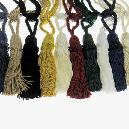Pair Curtain Tie Backs Twisted Braid Rope with 11cm Tassel 2 Tiebacks 10 Colours - ThreadandTrimmings