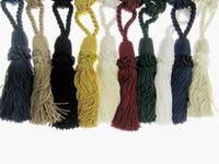 Pair Curtain Tie Backs Twisted Braid Rope with 11cm Tassel 2 Tiebacks 10 Colours
