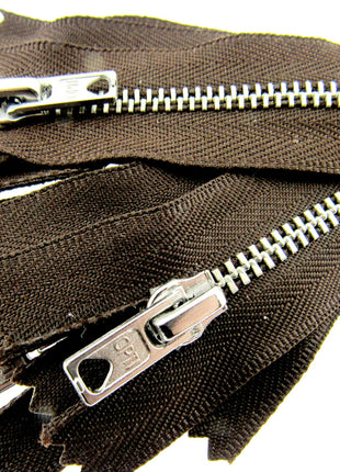 Trouser Skirt Jean Zip, Closed End Metal Teeth 5mm Wide Teeth, 9-Colours 4-Sizes - ThreadandTrimmings