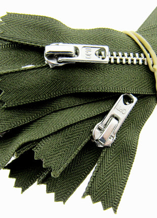 Trouser Skirt Jean Zip, Closed End Metal Teeth 5mm Wide Teeth, 9-Colours 4-Sizes - ThreadandTrimmings
